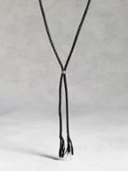 John Varvatos Woven Leather Bolo Necklace With Silver Tips