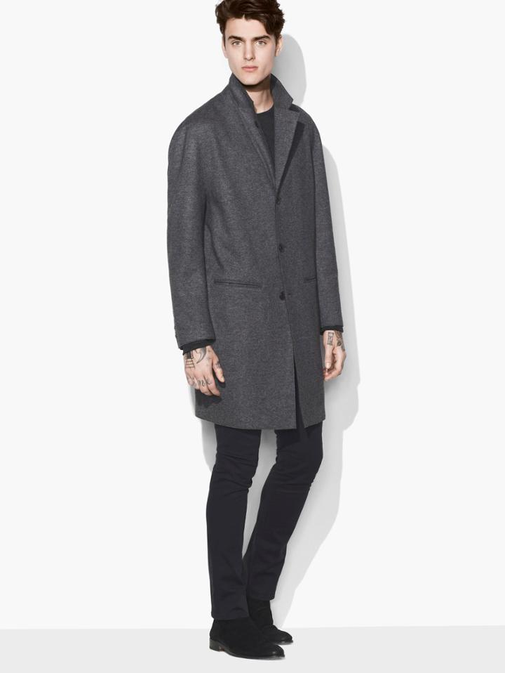 John Varvatos Drop Shoulder Coat Black/off White Size: 46