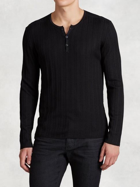 John Varvatos Silk Cotton Ribbed Henley
