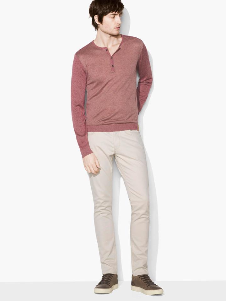 John Varvatos Textured Henley Bordeaux Size: S