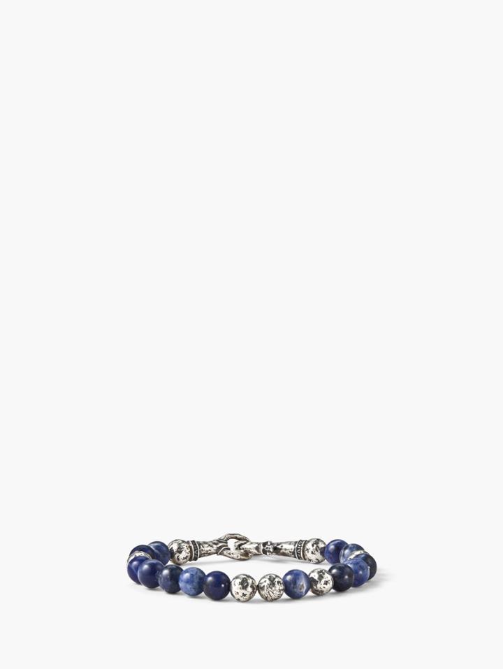 John Varvatos Artisanal Silver & Sodalite Beaded Bracelet Cobalt