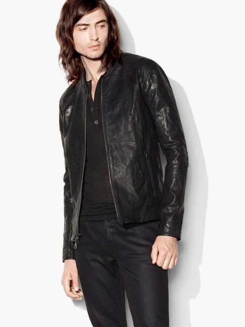 John Varvatos Waxed Leather Motocross Jacket