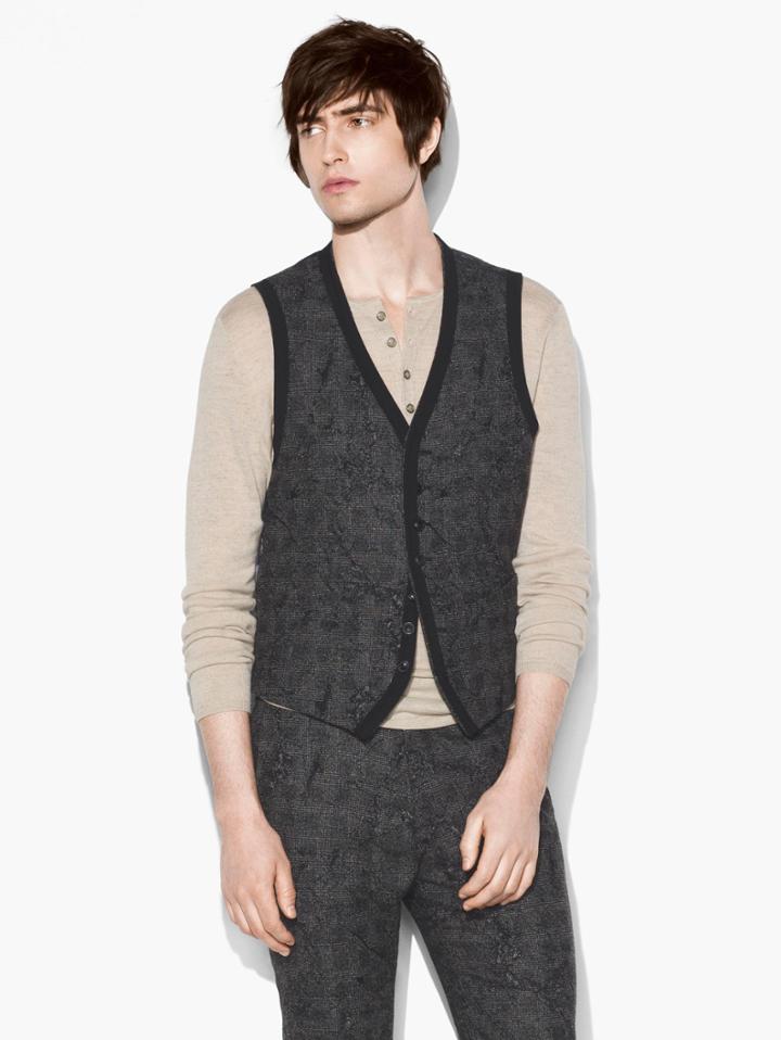 John Varvatos Abstract Jacquard Vest Black Size: 44