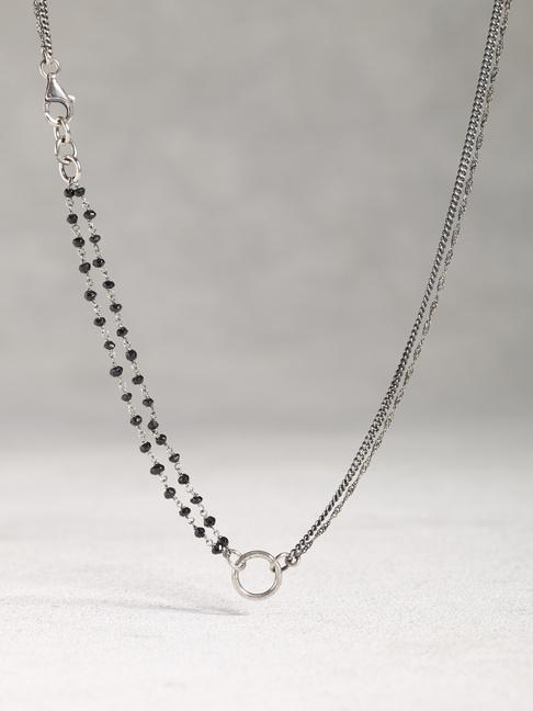 John Varvatos Silver & Black Bead Necklace