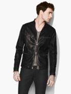 John Varvatos Leather Jacket With Chain Detail Black Size: 46