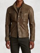 John Varvatos Snap Front Leather Jacket