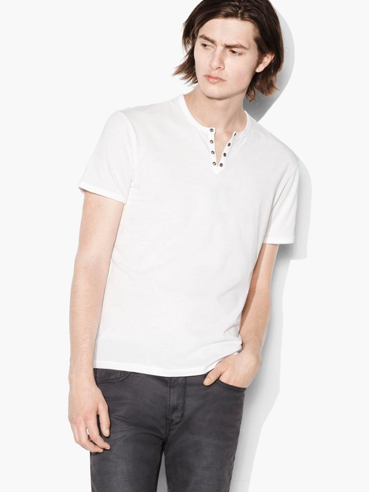 John Varvatos Cotton Eyelet Crewneck Optic White Size: Xs