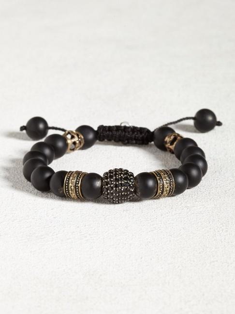John Varvatos Black Agate & Oxidized Bronze Bracelet