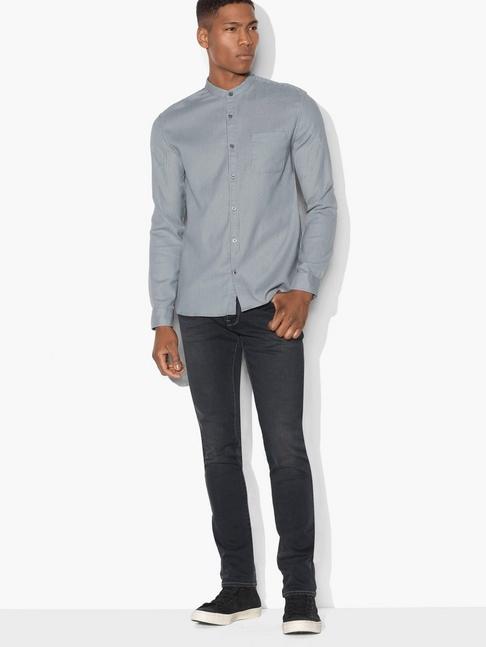 John Varvatos Bohemian Banded Collar Shirt
