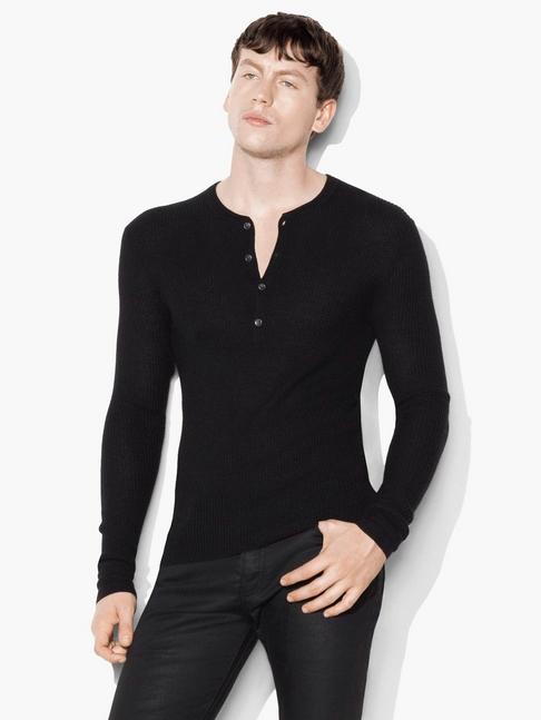 John Varvatos Silk Cashmere Waffle Knit Henley