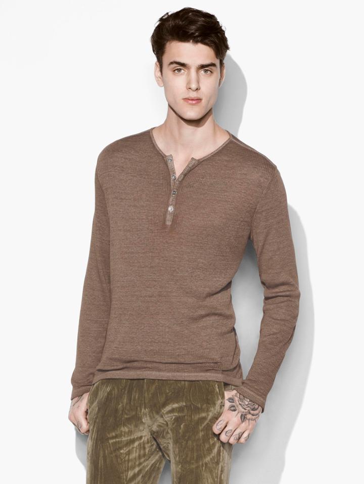 John Varvatos Burnout Henley Oat Size: Xs