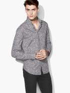 John Varvatos Wire-collar Printed Shirt Black/white Size: S
