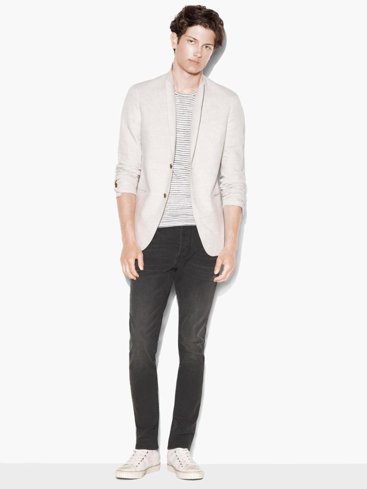 John Varvatos Peak Lapel Jacket Pearl Grey Size: 36