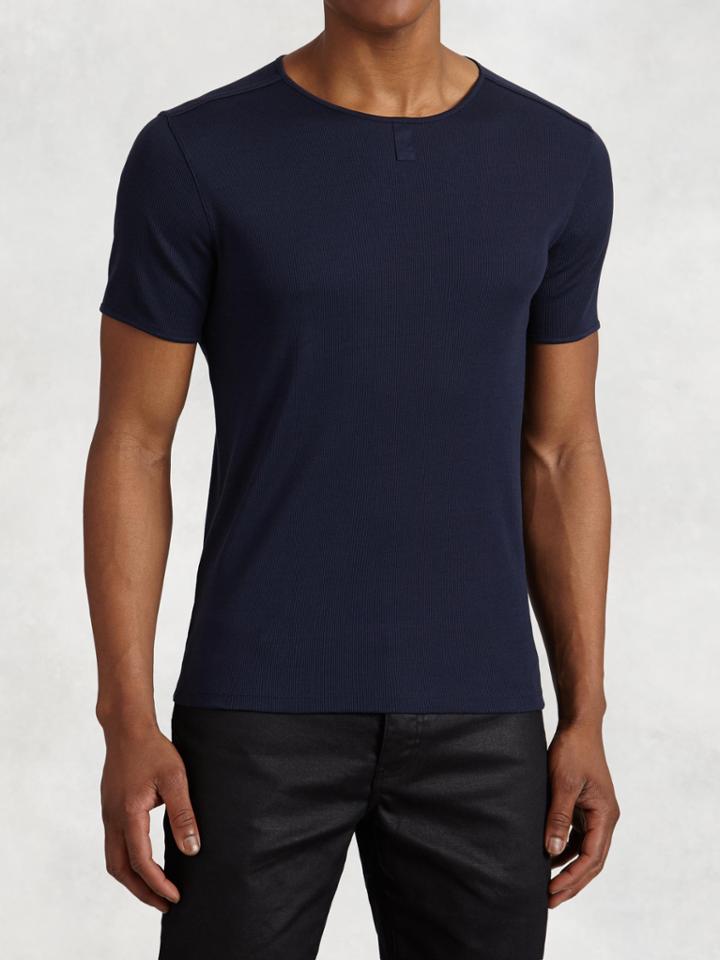 John Varvatos Ribbed Crewneck Marine Size: L