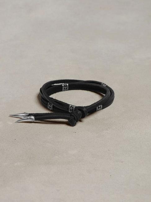 John Varvatos Leather Bracelet With Silver Tips