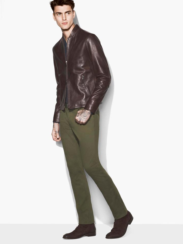 John Varvatos Modern Band-collar Jacket Antique Size: 44