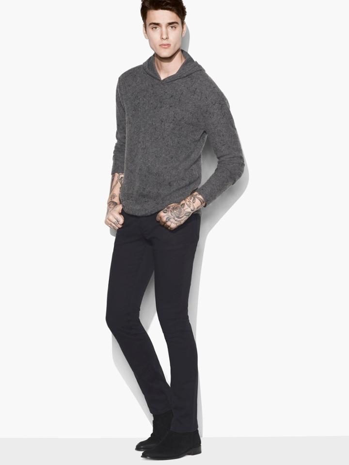 John Varvatos Splatter Print Hoodie Smoke Htr Size: M