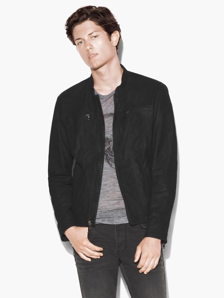 John Varvatos Suede Trucker Jacket Black Size: Xs