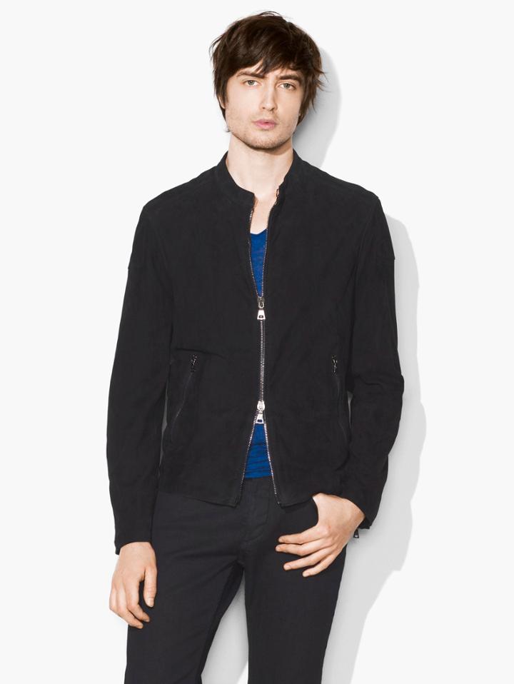 John Varvatos Suede Bomber Navy Size: 44