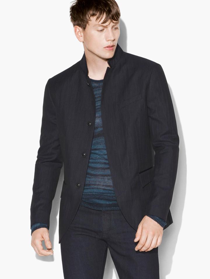 John Varvatos Stand-collar Jacket Navy Size: 46