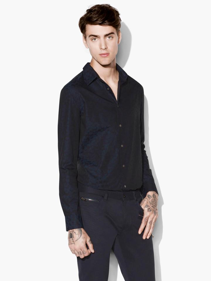 John Varvatos Abstract Print Shirt Eclipse Size: Xs