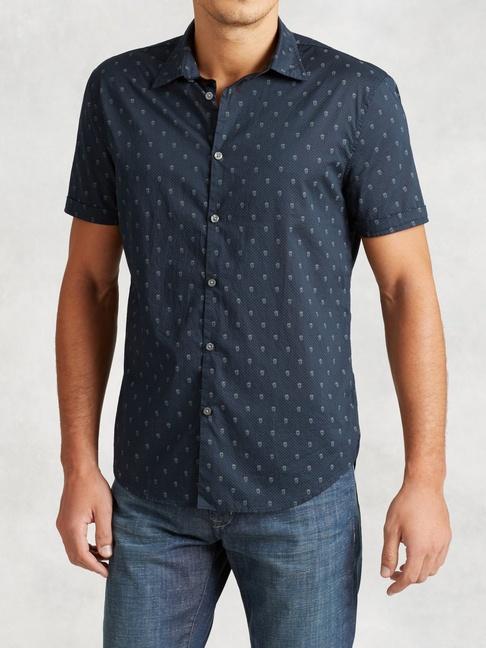 John Varvatos Cotton Skull Print Shirt