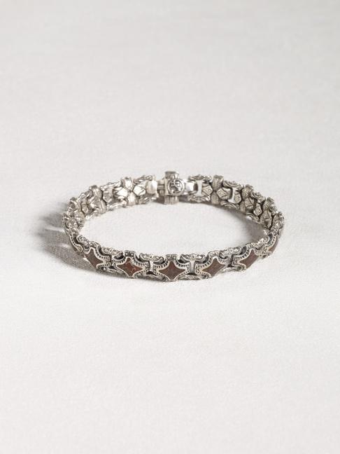 John Varvatos Sterling Silver Fossil Inlay Bracelet