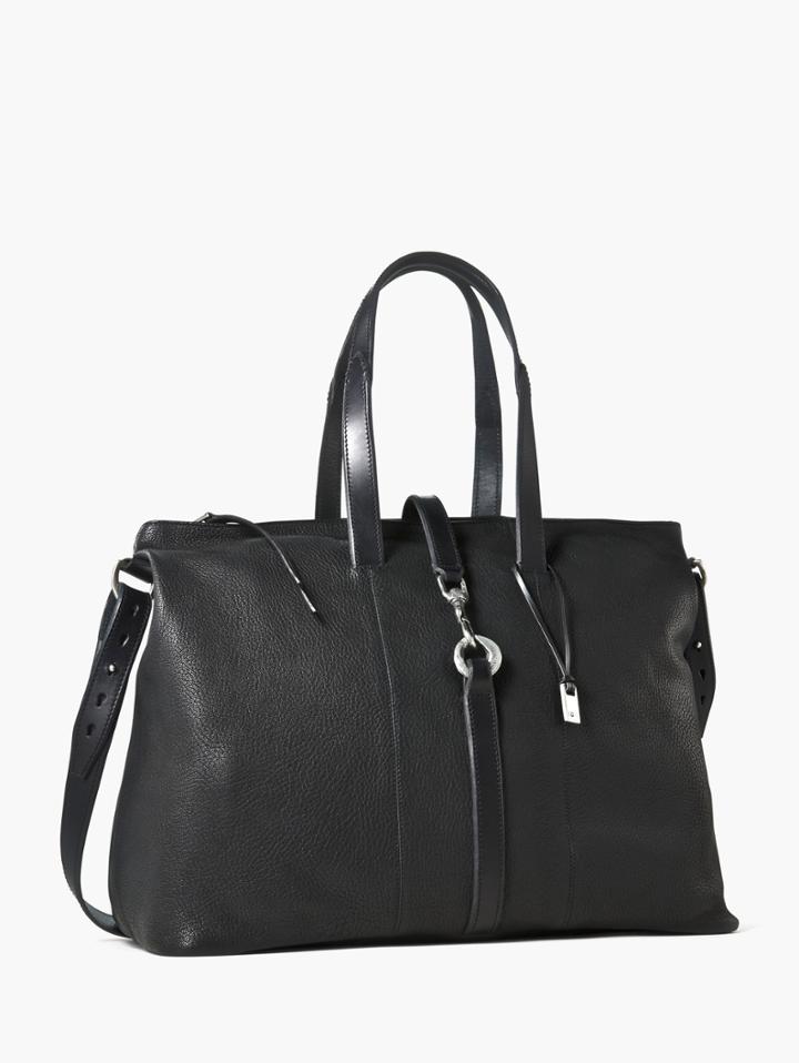 John Varvatos Pebbled Leather Wrangler Shopper Black