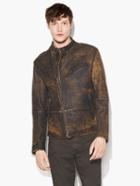 John Varvatos Asymmetric Rugged Leather Jacket Chocolate Size: Xs