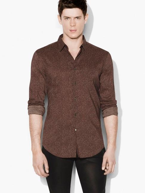 John Varvatos Roll Sleeve Abstract Printed Shirt