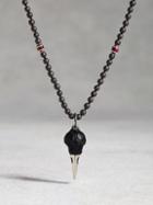 John Varvatos Hematite & Ruby Raven Skull Necklace