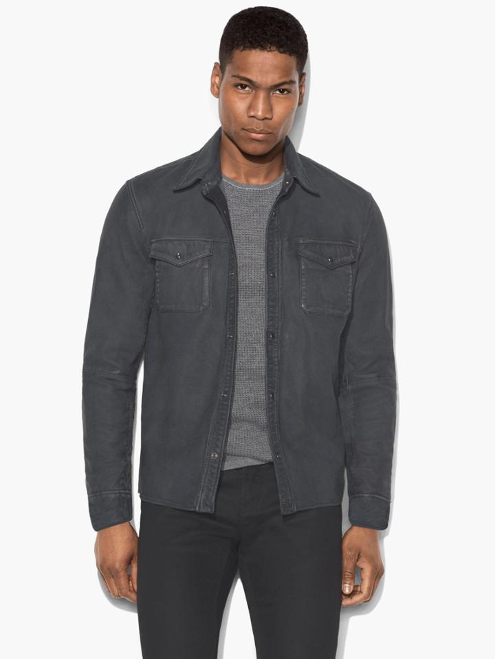 John Varvatos Leather Shirt Jacket Shark Size: Xs
