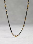 John Varvatos Leather & Bronze Bead Necklace