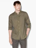 John Varvatos Band Collar Long Shirt Lichen Green Size: Xs
