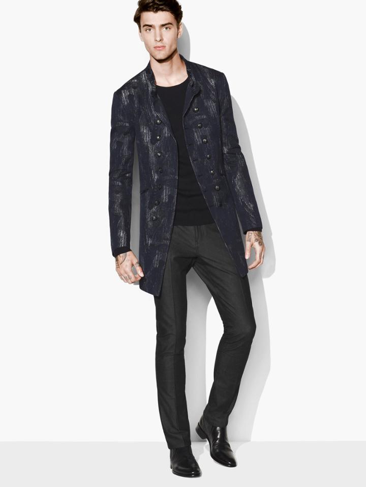 John Varvatos Artisan Double-breasted Coat Midnight Size: 46