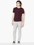 John Varvatos Short Sleeve Burnout Crew Neck Oxblood Size: Xs