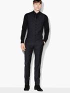 John Varvatos Striped Wool Vest Midnight Size: 52 Rg