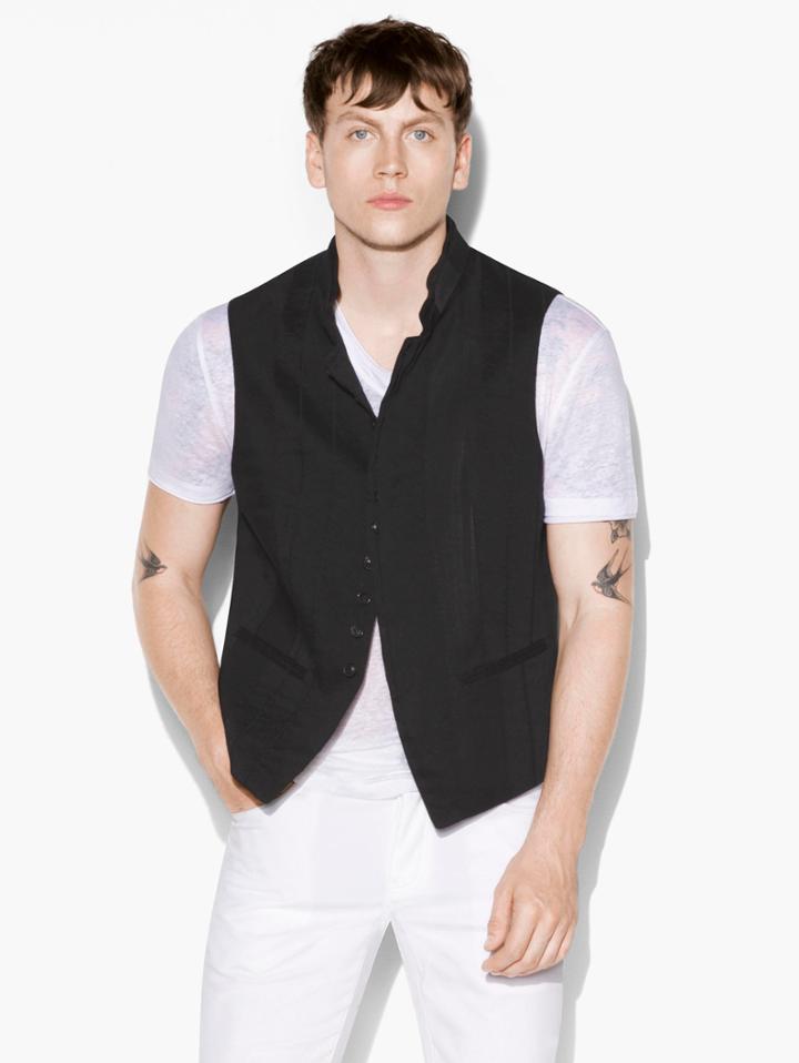 John Varvatos Paneled Vest Black Size: 48