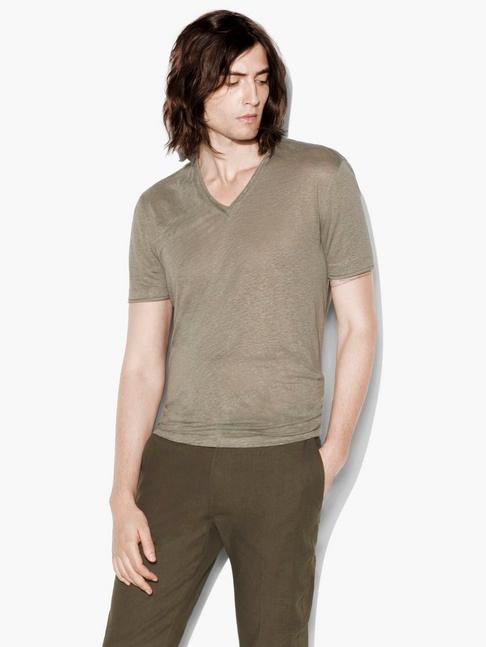 John Varvatos V-neck Tee With Jersey Details  Size: S