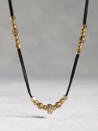 John Varvatos Black Leather & Bronze Skull Necklace