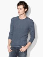 John Varvatos Waffle Stitch Crewneck Sweater English Blue Size: S