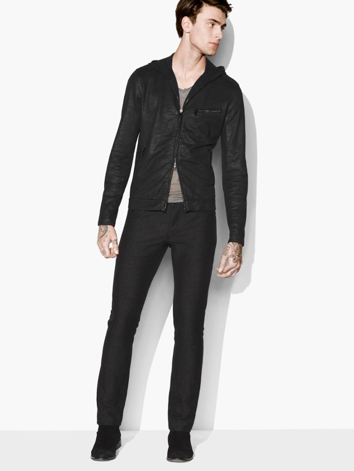 John Varvatos Resin Coated Hoodie Black Size: S
