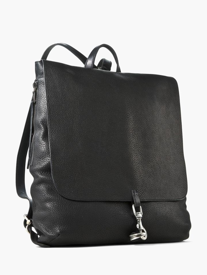 John Varvatos Pebbled Leather Wrangler Backpack Black