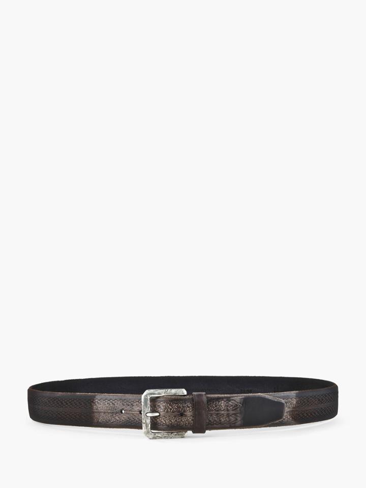 John Varvatos Laser Cut Burnished Leather Belt Elephant Size: 38