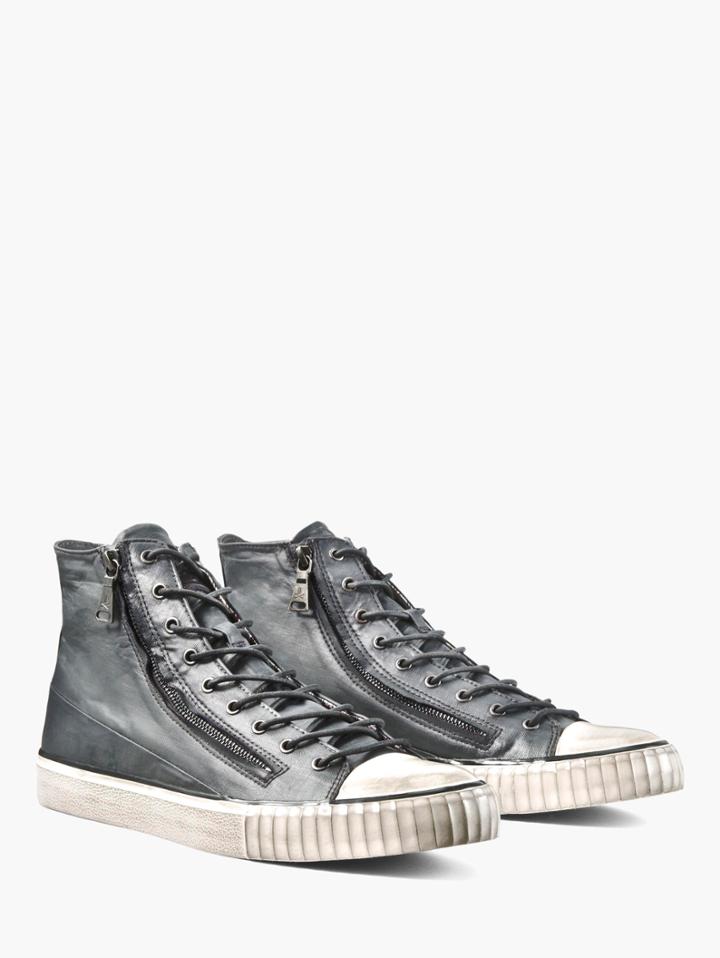 John Varvatos Double Zip Mid Top Fog Size: 7