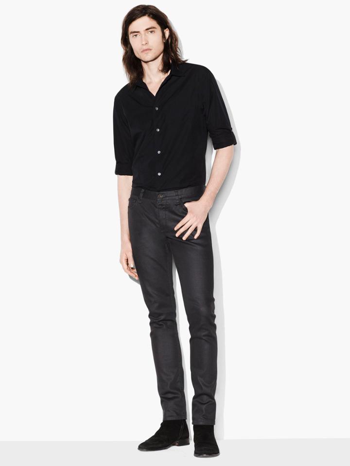 John Varvatos Slim Fit Rolled Sleeve Shirt Black Size: Xs