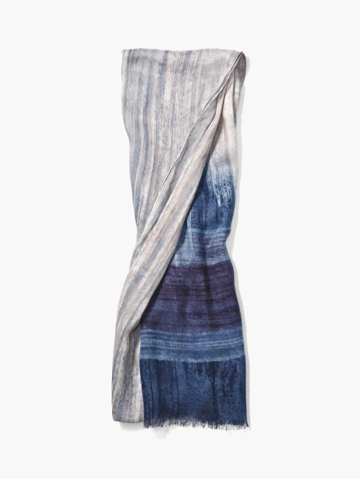 John Varvatos Woven Crinkled Plaid Scarf Deep Blue