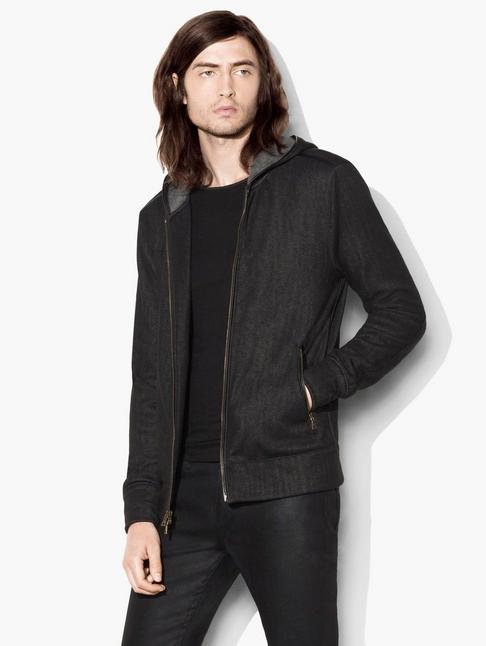 John Varvatos Zipped Hooded Knit Jacket