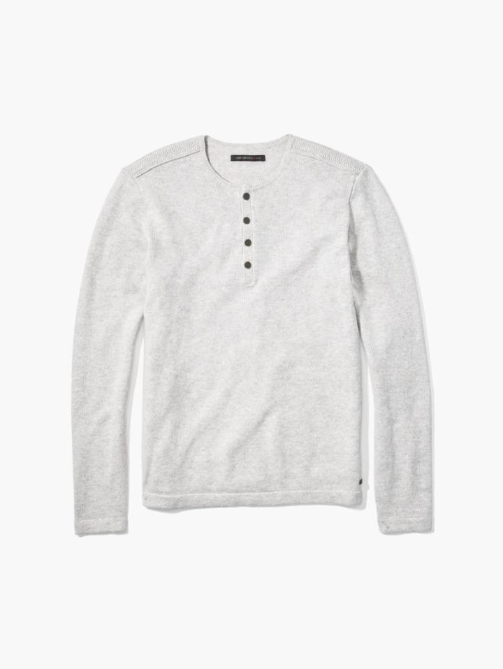 John Varvatos Long Sleeve Henley Fog Size: Xl
