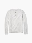 John Varvatos Long Sleeve Henley Fog Size: Xl